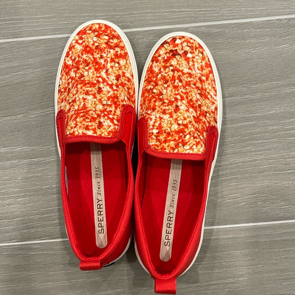 Sperry women’s red slip on sneakers